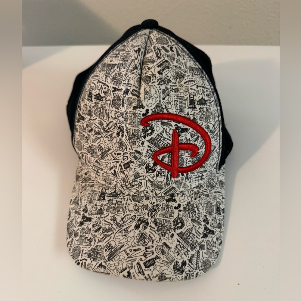 Disney Black & White Baseball Cap with Red Logo